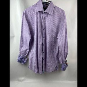 Vía Uomo Purple Long Sleeve Button Up Shirt Sz L